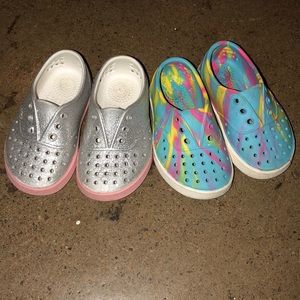 2 pairs Native Miles Slip On. Toddler girls C7.
